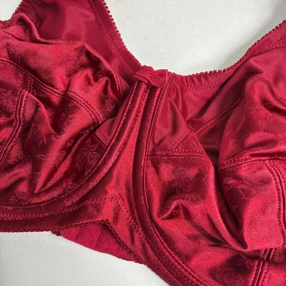 Venus by Cortland Red Satin Rose Floral Underwire Bra Size 42C - Picture 3 of 7